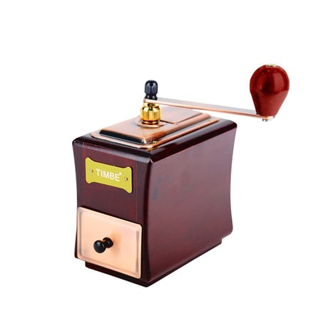 مطحنة بن يدوي مع درج خشبية بني نحاسي