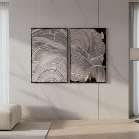 (هالة فن) لوحة حائط رسم يدوي (طقم من قطعتين)