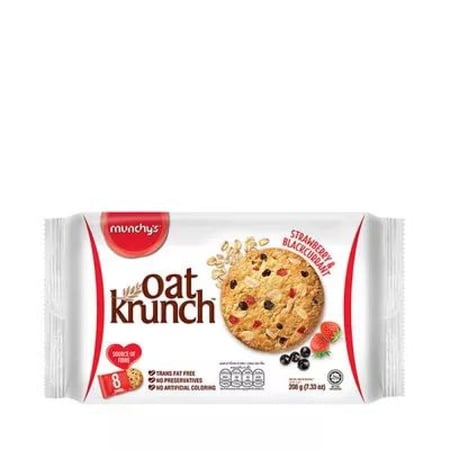 بسكويت الشوفان مونشيز اوت كرانش بالفراولة والكشمش الأسود  208 جم – Munchy’s Oat Krunch
