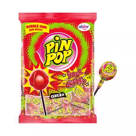 بين بوب كرز حامض 48 قطعة مصاصة علكة Pin Pop Sour Cherry