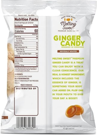 حلوى صلبة بنكهة الزنجبيل الحلو قطع مغلفة