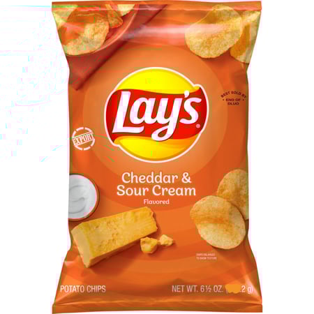 ليز رقائق البطاطس بنكهة الجبن الشيدر والقشدة الحامضة 194 جم  امريكي
