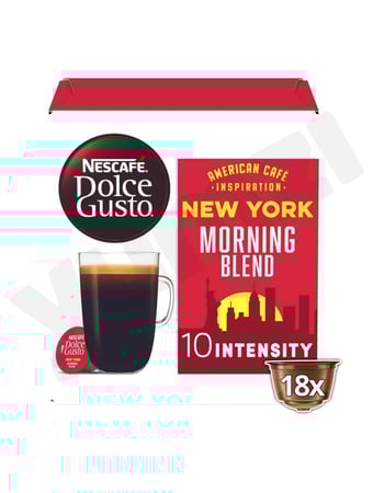 كبسولات دولتشي قوستو نسكافيه – نيويورك مورنينق بليند (New York Morning Blend) – عدد 18 كبسولة – حدة 10