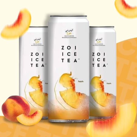 زوي ايس تي بدون سكر بنكهة الخوخ -بدون إضافة سكر 320 مل للحبة