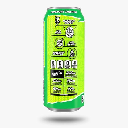 مشروب الطاقة غوست نكهة التفاح الأخضر الحامض – بدون سكر – 473 مل Ghost EnergySour Green Apple