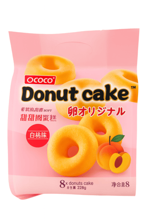 كيك دونات بطعم الخوخ الأبيض (8 قطع 228 جم) OCOCO
