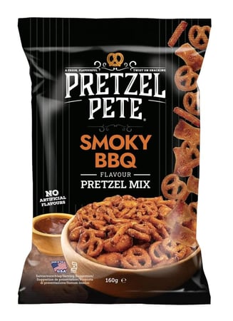 بريتزل بيت ميكس بنكهة الباربكيو المدخن 160 جم Pretzel Pete Smoky BBQ Pretzel Mix