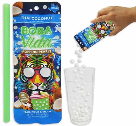 كرات بوبا فيدا المنفجرة بنكهة جوز الهند التايلندي 84 جم – Boba Vida Thai Coconut Popping Pearls