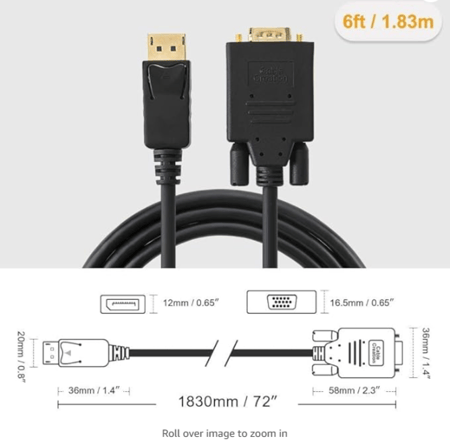 كيبل عرض DISPLAY TO VGA من شركة EX7