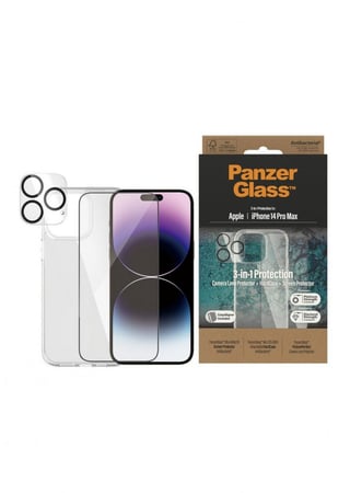 بكج حماية جوال بانزر جلاس للآيفون 14 برو ماكس شفاف