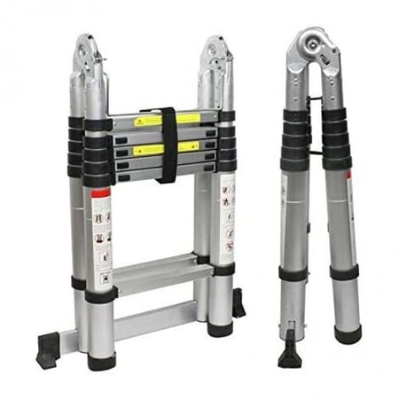 سلم تلسكوبي مقاس 1.6+1.6 متر  المنيوم قابل للطي جهتين فضي