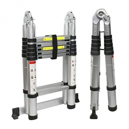 سلم تلسكوبي مقاس1.9+1.9 متر  المنيوم قابل للطي جهتين فضي