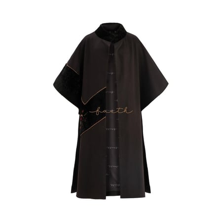 BLACK PONCHO CASHMERE & ASTRAGAN