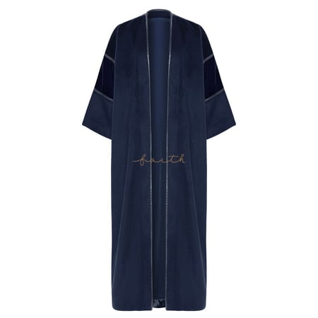 NAVY BLUE VELVET & PYTHON ABAYA