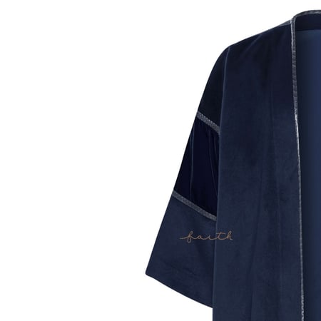NAVY BLUE VELVET & PYTHON ABAYA