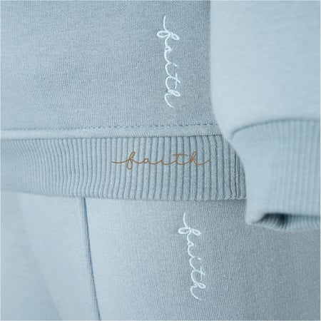 BABY BLUE HIGH-NECK SWEATSHIRT FOX ON SHOULDERS