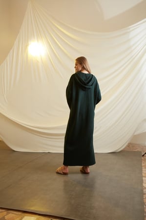 DARK GREEN LOOSE FIT KNIT WOOL DRESS