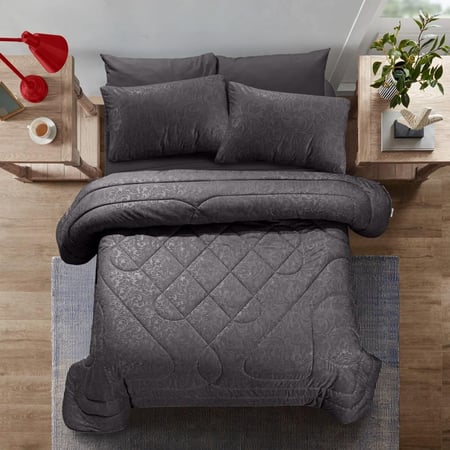 اطلبى الحين مفرش سرير رمادي 6 قطع - مقاس نفرين