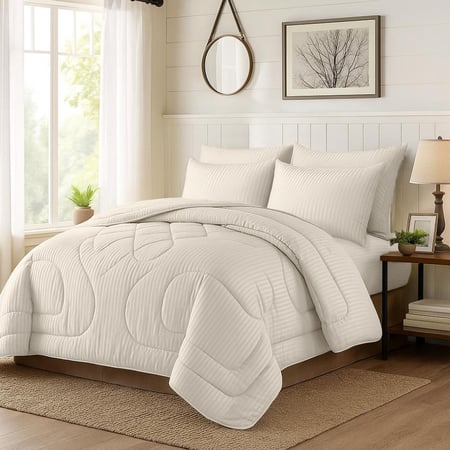 مفرش فندقي نفرين  مقلم 6 قطع - سكري