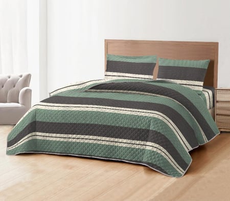 مفرش مضغوط نفر ونص فاخر 4 قطع - غرين