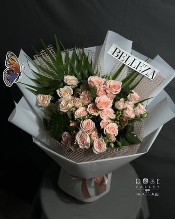 باقة ورد بيبي جوري 10 أغصان مع تغليف شبكي