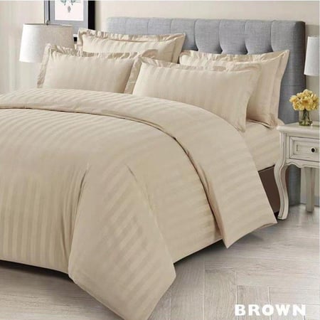 مفرش نفر ونصف فاخر فندقي قطن 100% 5قطع (BROWN) كوين 200*160