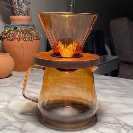 طقم الفخامة الحصري V60 زجاجي | برتقالي شفاف