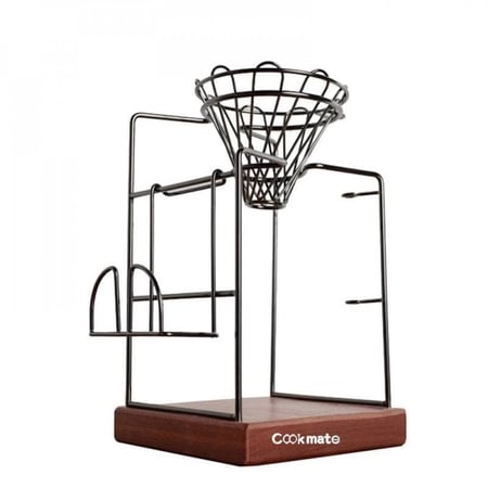 ستاند ترشيح فاخر ستيل بقاعدة خشبية لـ v60