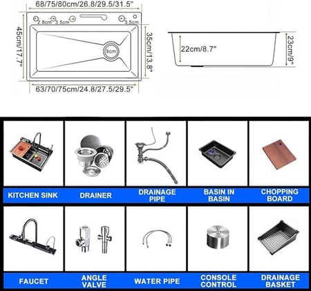 حوض مجلى ستيل 304 نانو سمارت