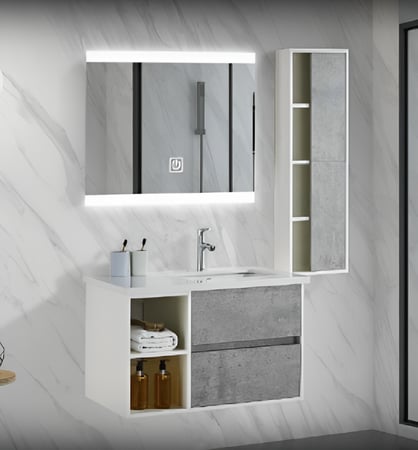 مغسلة دولاب 80 سم مع مراية ليد وصيدلية