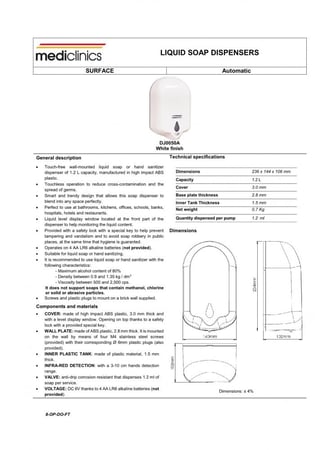 كتالوج صبانة صابون سائل ليزر بطارية Mediclinics - بيضاء