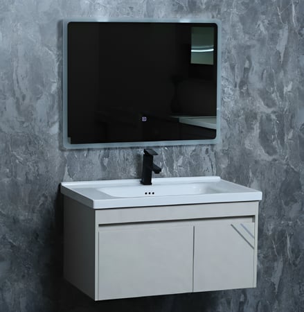 مغسلة خشب لؤلؤي 80 سم مع صيدلية بمراية KD PW