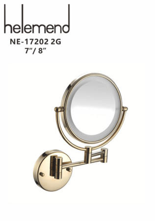 مرايا ليد مكبر دائري تثبيت جدار ذهبي NE-17202 2G