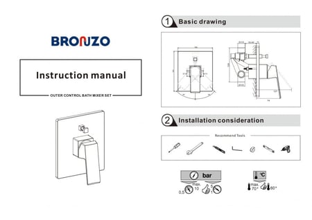 وجه خلاط خطين دفن مربع 38 برونزو BRONZO