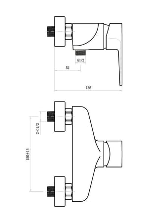 خلاط دوش او شطاف كروم VON لوتز LUTZ