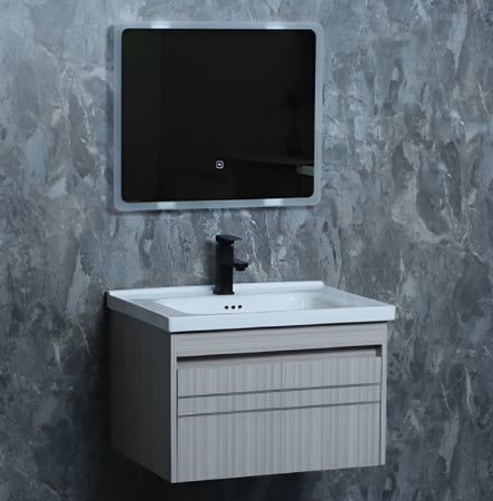 مغسلة خشب رمادي مع مراية ليد KD PW