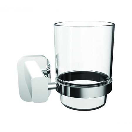 حامل فرش اسنان دائري من الزجاج الشفاف بقاعدة نحاس مطلي بالكروم اللميع