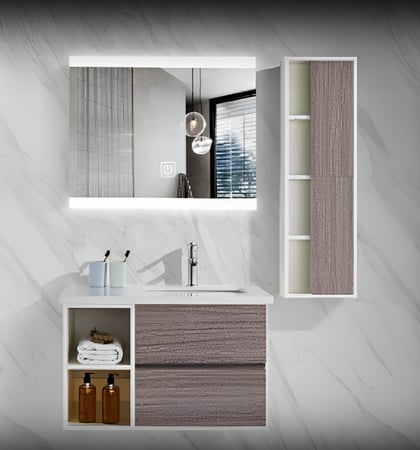 مغسلة دولاب 80 سم مع مراية ليد وصيدلية