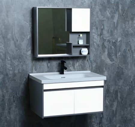 مغسلة خشب زيتي لؤلؤي مع صيدلية مراية KD PW