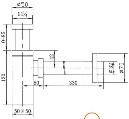 هراب مغسلة سيفون أسود اسباني مربع