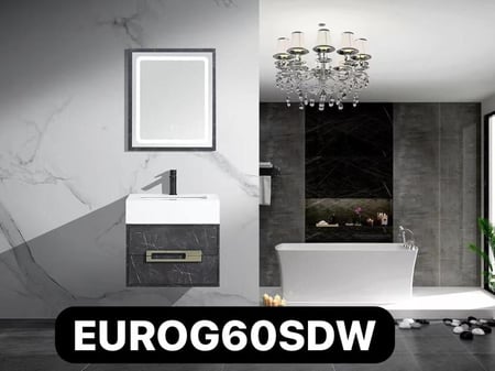 مغسله سوداء مع دولاب ومرايا ليد