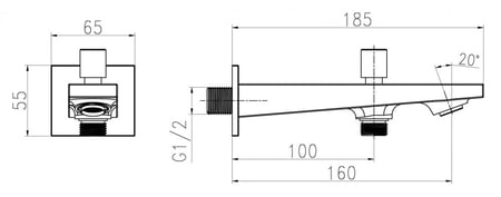 مصب ماء مع محول مربع كروم هزنت Hesanit