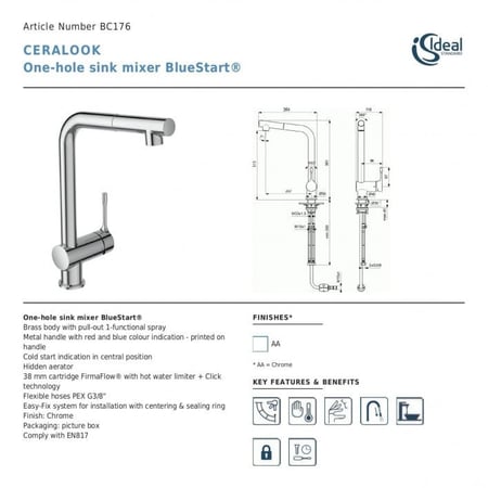 خلاط مجلى سحاب كروم سيرالوك ايديال ستاندرد