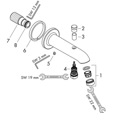 صباب بانيو كروم مع محول هانز جروهي hansgrohe