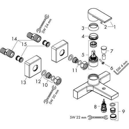 خلاط بانيو كروم فيرنيس مربع هانز جروهي hansgrohe