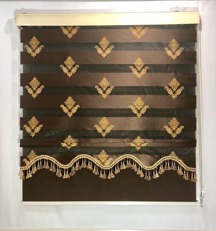 ستائر رول زيبرا مطرز وخلفية بلاك اوت فخمة