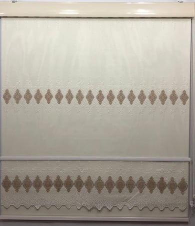 ستائر رول زيبرا مطرز وخلفية بلاك اوت بخلفية بيضاء