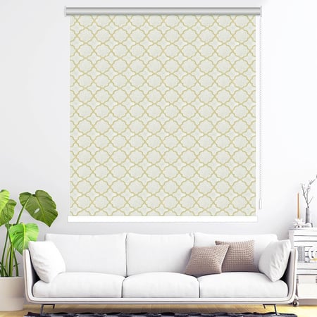 ستائر رول عازل للضواء والحرارة جاكار مع نقوش هندسية باللون الذهبي