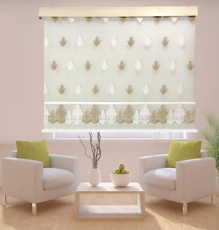 ستائر رول دبل شيفون تركي وخلفية بلاك اوت عازل أنيقة