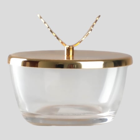 تمرية مع غطا على شكل فراشة  من سوليتير ، لون ذهبي   قطر   9.5 سم